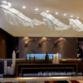 Decoração de restaurante em folha de bordo de cristal grande lustre pendente